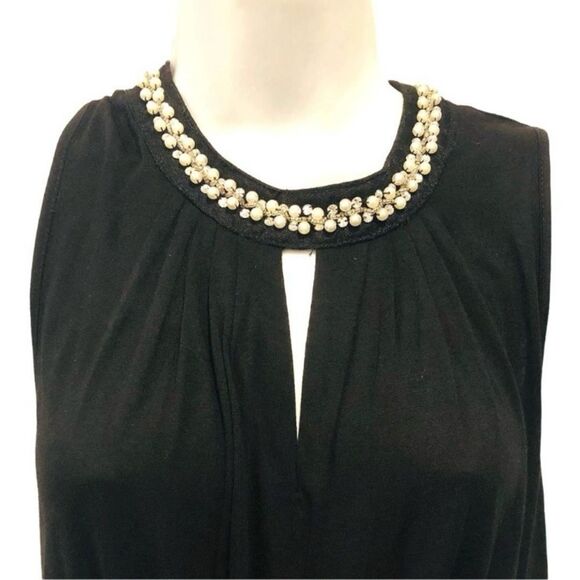 Sans Souci Black Pearl Neck Embellished Jumpsuit Small - Picture 3 of 4